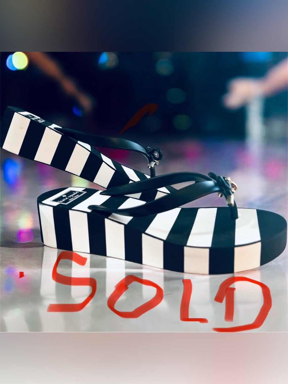 Kate Spade Black and White Platform Sandals